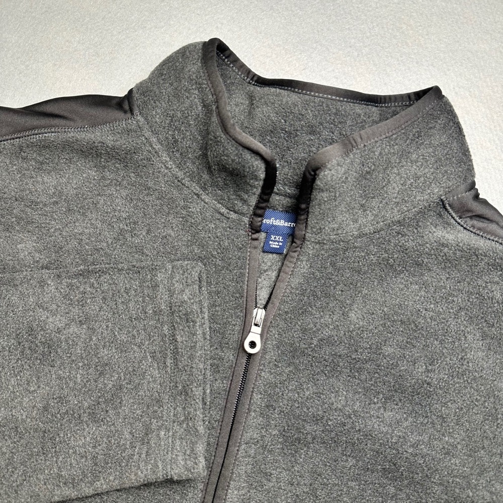 Croft & Barrow Fleece Jacket Mens XXL Gray Full Zip Mixed Media Mock Neck 0882
